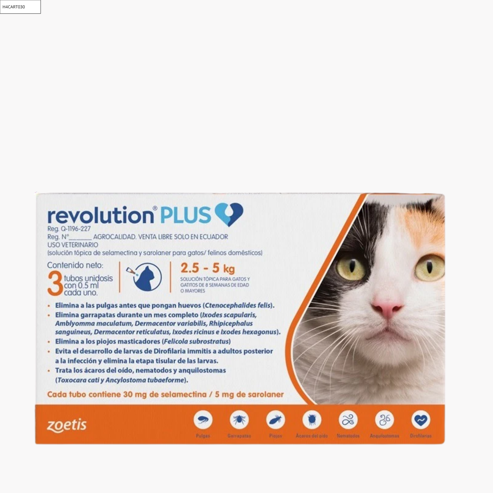 REVOLUTION PLUS® Naranja 0.5 ml caja con 3 tubos (para gatos de 2.5 a 5 kg)