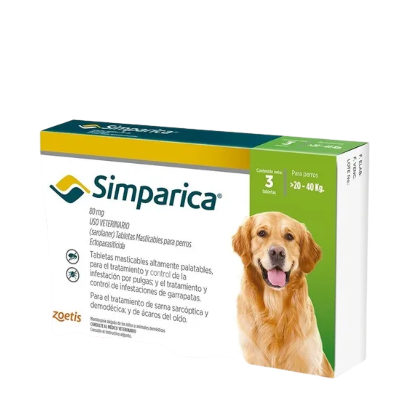 Simparica® 80 mg (20-40 KG) 3 TABLETAS