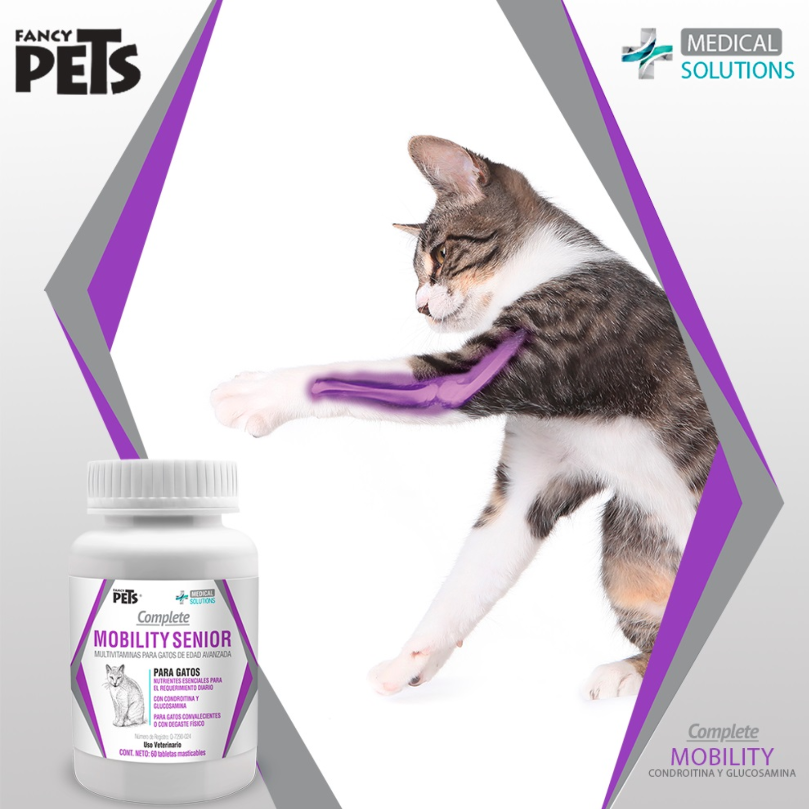 Suplemento para articulaciones de gatos senior – Complete Mobility Senior 60 tabletas