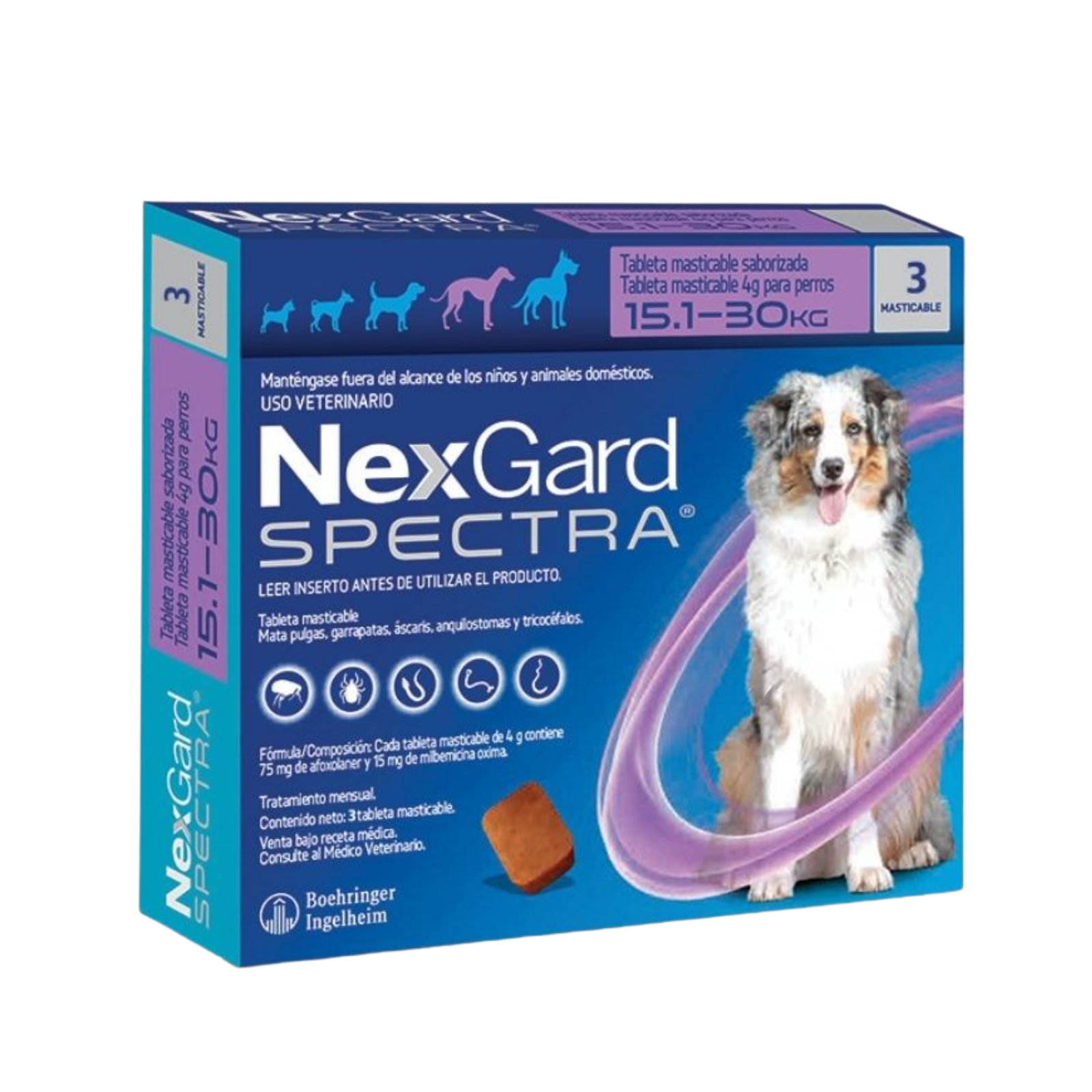 NEXGARD SPECTRA® PERRO GRANDE (15.1–30 KG) – 3 TABLETAS