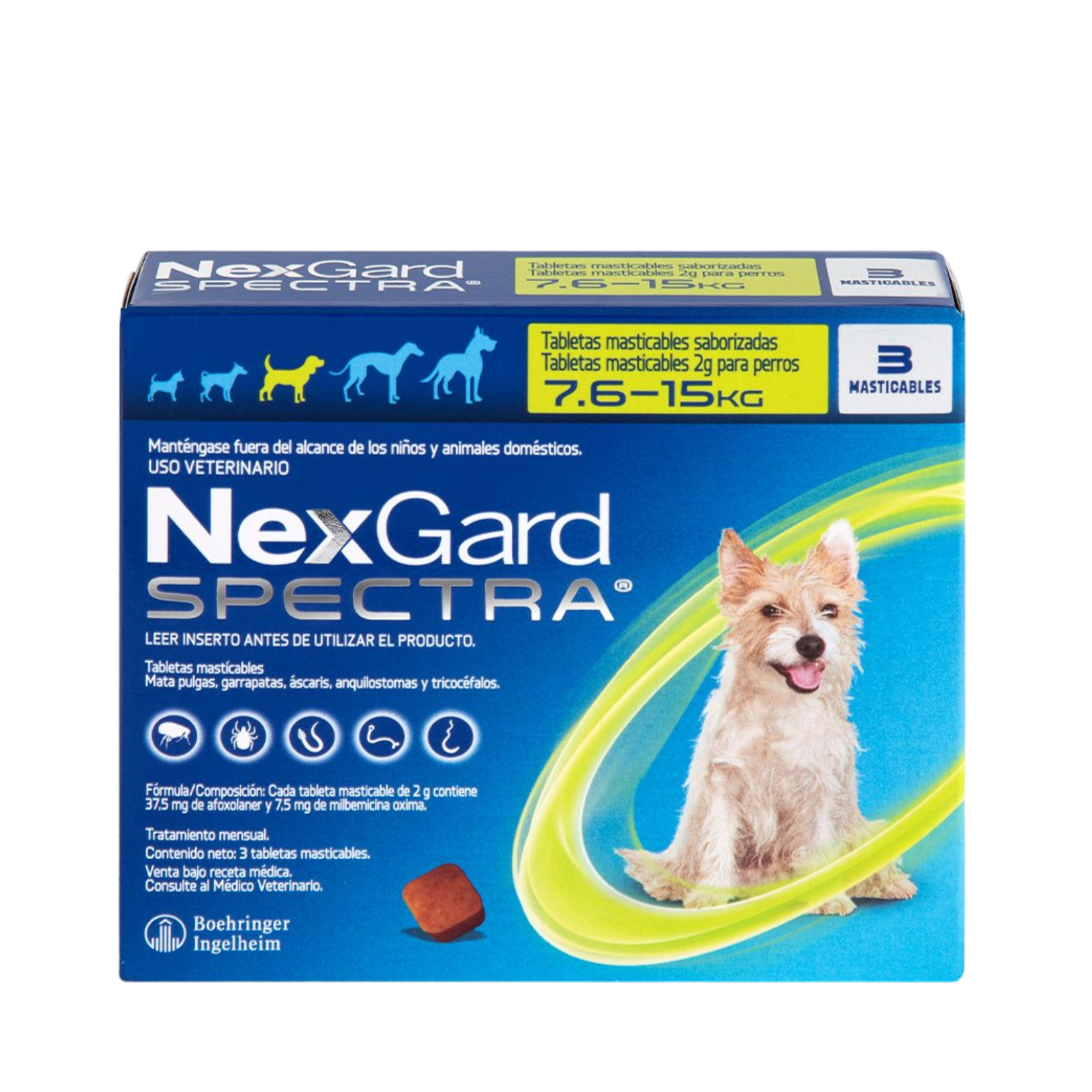 NEXGARD SPECTRA® PERRO MEDIANO (7.6–15 KG) – 3 TABLETAS